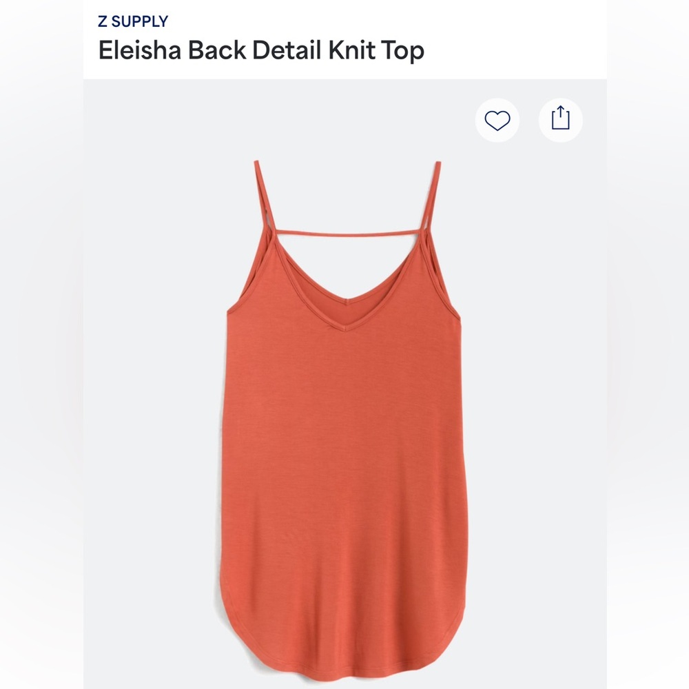 Z Supply Orange Backless Camisole Tank Top